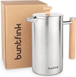 ThermoPress Franse pers - Dubbelwandige geïsoleerde roestvrijstalen koffiezetter - 1 liter (5 kopjes) - Inclusief reservefilters en onderzetter — thumbnail 1
