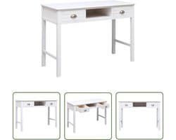 vidaXL Thuiswerkplek - Kantoortje - Bureau 108x45x76 cm massief paulowniahout wit - Schrijfbureau - Studententafel - Laptop Tafel