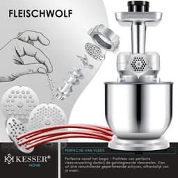 Luxe Keukenrobot – 3 in 1 Keukenmachine – Foodprocessor – Keukenmixer – Worstenmaker – Snijmachine – Raspen – Deegmachine – 1.5L – 1700W – Zilver — thumbnail 4