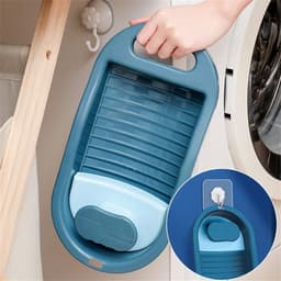 Borvat® Mini Antislip Wasbord - Huishoudelijk Gebruik voor Studenten - Perfect voor Kleding en Sokken Wassen - Instrument Washboard - Washboard Voor Kinderen - Handmatige Wasmachine - Niet-elektrisch - met Waskom - Random Kleuren — thumbnail 2
