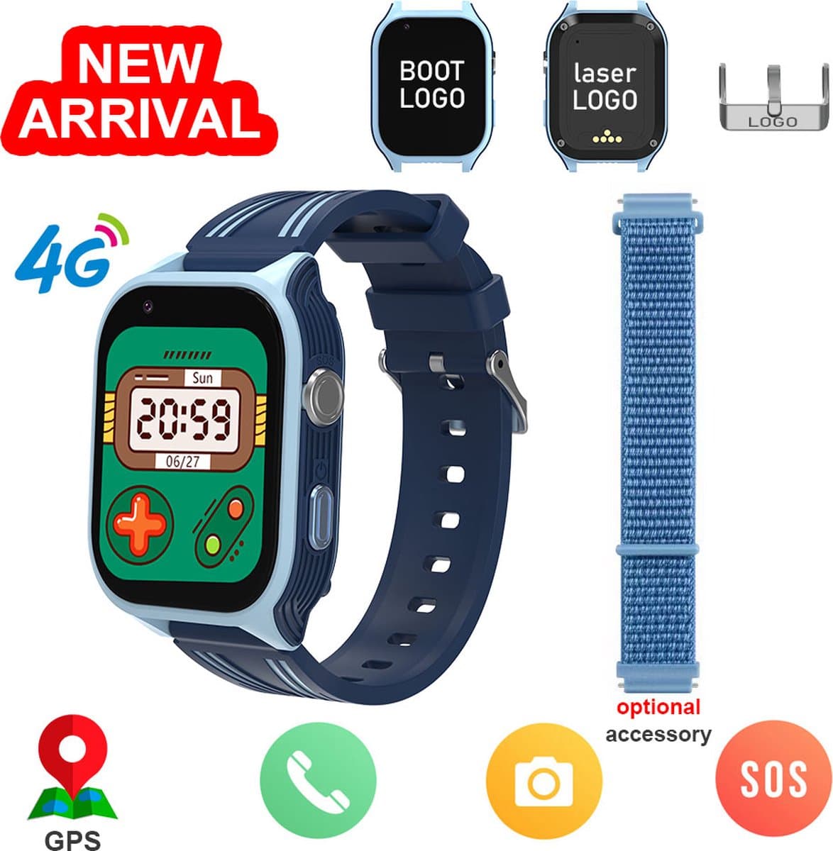 Viatel 2023 Kinderen Smart Watch 4G Waterdichte Camera 'S Sos Call Bluetooth Muziek Whatsapp Android Gps Smartwatch Met Sim Montre Enfant — afbeelding 1