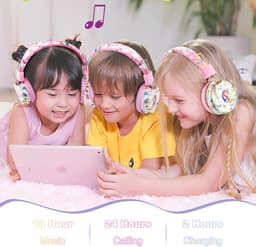 Draadloze hooftelefoon voor kinderen met eenhoorn ontwerp – Verstelbare Bluetooth hoofdtelefoon met microfoon — thumbnail 5