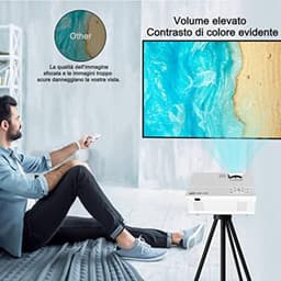 Mini Beamer - Bluetooth Audio - Input tot 1080P Full HD - 10000 Lumen - Projector - Mini Projector - HDMI - USB - Wit - Smartphone - Draagbaar - Ingebouwde speaker - Inclusief standaard — thumbnail 5