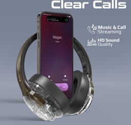 ProMate® Premium Draadloze Hoofdtelefoon, Hi-Fidelity Transparante ANC Bluetooth v5.4 Headset met RGB-verlichting, Microfoon, Opvouwbaar Ontwerp, 40 uur Speeltijd, 600mAh Batterij en 3.5mm Jack, TransTune Gunmetal. — thumbnail 2