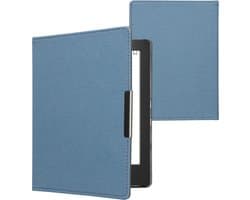 kwmobile e-reader hoesje geschikt voor Kobo Aura H2O Edition 1 hoes - E reader flip case met magneetsluiting - Ereader cover - Denim design in blauw