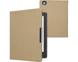 kwmobile e-reader hoesje geschikt voor Kobo Aura H2O Edition 2 hoes - E reader flip case met magneetsluiting - Ereader cover - Denim design in beige