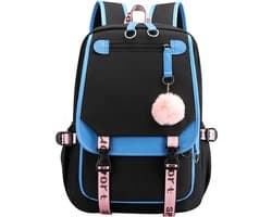 Meisjes School Student Schooltas Outdoor Rugzak Met Usb-Oplaadpoort, Zwart Blauw - Schooltas - Rugzak - Rugtas - School - Meisjes - Jongens - Tieners - Boekentas - Rugzak Meisje - Rugzakken - Rugtas Voor Kinderen - Waterdicht - Laptop Rugtas