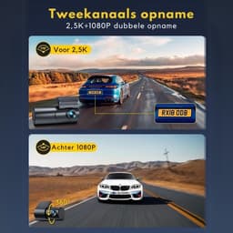 Dual Dashcam - Dashcam Voor Auto 4 K/2,5 K Wifi - Voor en Achter Camera – Inclusief 64GB SD-Kaart – Auto Camera Met Nachtzicht – G-Sensor – App bediening — thumbnail 4
