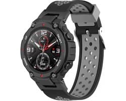 Siliconen Smartwatch bandje - Geschikt voor Amazfit T-Rex - Pro sport bandje - zwart/grijs - Strap-it Horlogeband / Polsband / Armband