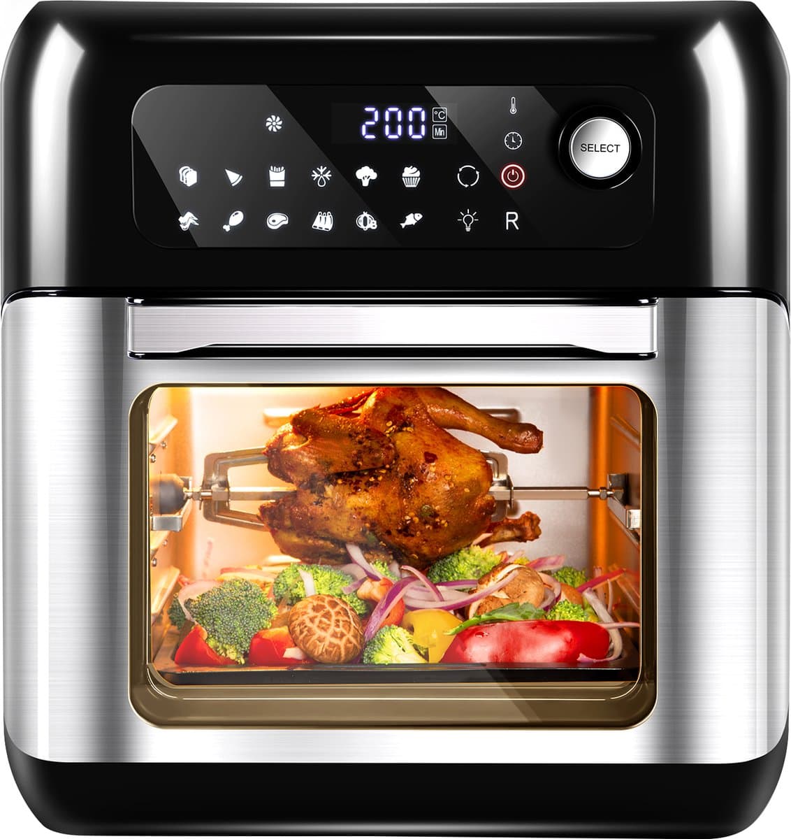 Uten TXG-TM10L - Airfryer Oven - Hetelucht friteuse - 13 liter - 12 Programma's | Incl. Ontdooiingsprogramma - 5 Accesoires - 25 tot 200°C - 1500 watt - Zwart — afbeelding 1