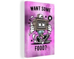 Canvas Schilderij Televisie - Paars - Vintage - 80x120 cm - Wanddecoratie - Vaderdag cadeau - Geschenk - Cadeautje voor hem - Tip - Mannen