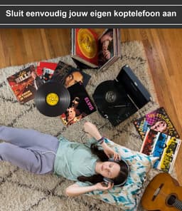 Platenspeler Bluetooth - Retro - Koffer - Met ingebouwde speaker - Zwart van Zedar — thumbnail 3