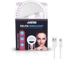 JUST23 Ringlamp voor Telefoon, Laptop & Tablet – Selfie Ring light – Make Up LED lamp – Tiktok - Wit