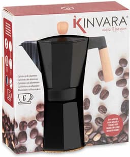 Italian Coffee Pot 6 Cups Wood Aluminium — thumbnail 4
