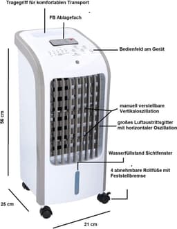 Kinzo Luchtkoeler 4L 270m3/h - Aircooler met Koelelementen - Incl. Afstandsbediening - Timerfunctie 7,5 Uur - Kunststof - Wit — thumbnail 4