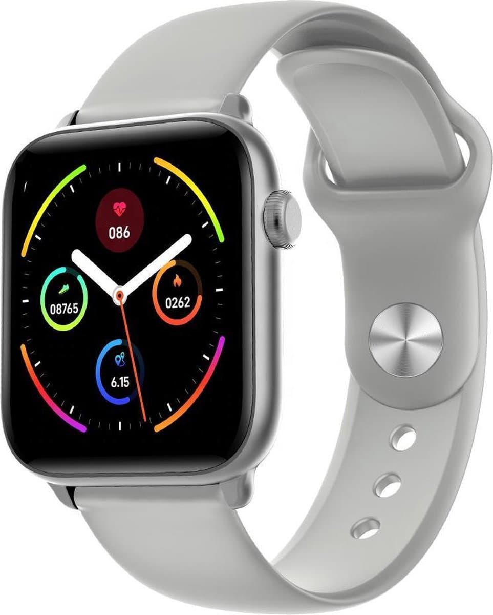 Belesy® Pro - Smartwatch Dames - Smartwatch Heren - Horloge - 1.3 inch - Kleurenscherm - Full Touch - Stappenteller - Grijs - Siliconen — afbeelding 1
