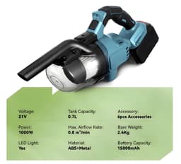 DRAADLOZE STOFZUIGER VOOR AUTO EN THUIS GESCHIK T VOOR MAKITA BATTERIJ — thumbnail 3