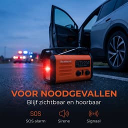 Noodradio met Solar, Dynamo & Powerbank - 20.000mAh - Inclusief 1x USB-C Kabel - LED-verlichting/Zaklamp - Draagbare Radio - SOS Alarm - AM/FM/NOAA-radio - Waterbestendig - Noodpakket — thumbnail 5