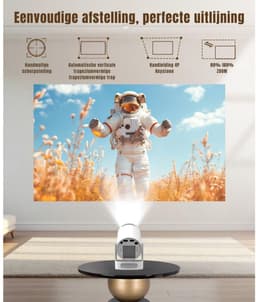 KAD® Mini Beamer - Smart Mini Beamer met WiFi & Bluetooth - Mobiele Thuisbioscoop inclusief Apps - Wit - 10cm x 10cm x 18cm — thumbnail 3