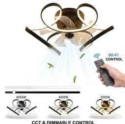 LUMÉ STORE Plafondventilator - LED Plafondlamp - Ventilator - Dimbaar - 6 Snelheden - APP & Afstandsbediening - 50cm - Zwart — thumbnail 1