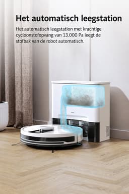Jensaro Robotstofzuiger Met Dweilfunctie - LIDAR Laser Navigatie - 3000Pa Robotstofzuiger - Automatische Leegfunctie - Wit — thumbnail 2