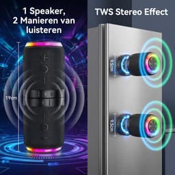 Ryoudavell - 2-in-1 Magnetische Bluetooth Speaker - Splitsbare Draadloze Luidspreker - Bluetooth 5.4 & TWS - RGB LED Verlichting - 2000mAh Batterij - Zwart — thumbnail 2