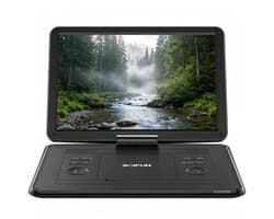 17,5" draagbare dvd speler - 15,6" HD Groot Graaibaar Scherm - voor in de auto - 4-6 Uur Speeltijd met Batterij - Geheugen-Afspeelfunctie - Ondersteuning USB/TF-kaart [Blu-ray niet Ondersteund]