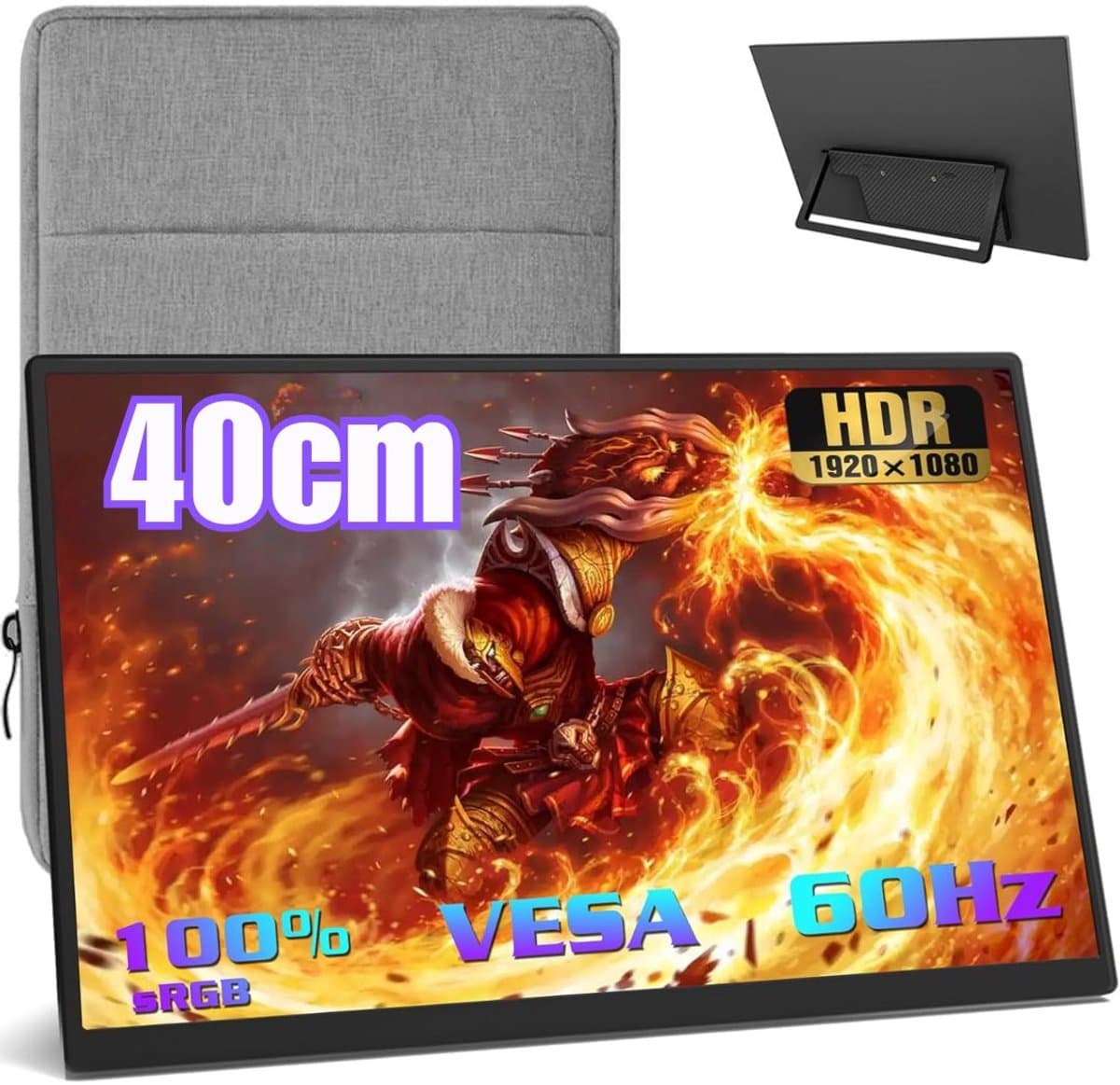 KAD® Portable Monitor - Draagbare Monitor voor Laptop - Ultra-Slank Tweede Scherm - Zwart - 36cm x 21cm x 1cm — afbeelding 1