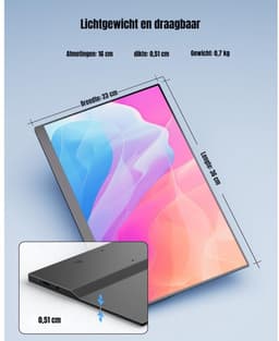KAD® Portable Monitor - Draagbare Monitor voor Laptop - Ultra-Slank Tweede Scherm - Zwart - 41cm x 27cm x 6cm — thumbnail 2