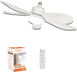 Ventilator lamp plafond-ventilatorlamp met afstandbediening-Plafondventilator met afstandsbediening - Schroefventilator met dimfunctie - Driekleurige plafondlamp voor slaapkamer, woonkamer, keuken, garage - Eetkamer - Wit-52x17 cm — thumbnail 1