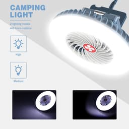 LED Campinglamp met Ventilator – Oplaadbaar via USB, 2-in-1 Outdoor Lamp & Powerbank — thumbnail 4