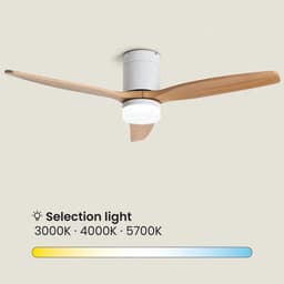 Fantiluxe - Filip - Plafondventilator met verlichting - Wit Licht Hout - Ø132cm - Afstandsbediening - Met lamp - Plafond ventilator - Slaapkamer — thumbnail 3