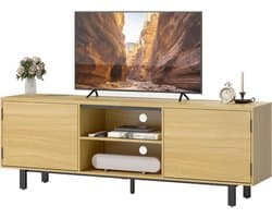 TV Meubel - Televisie Meubel - Entertainment Ruimte - Met 2 Deuren - 160 cm - Natuurlijk Hout