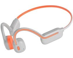 Orange Bluetooth-hoofdtelefoon met botgeleiding voor zwemmen, geen in-ear model, 32 GB geheugen, draadloos voor sport, dubbele oorhaakjes, geschikt voor hardlopen.