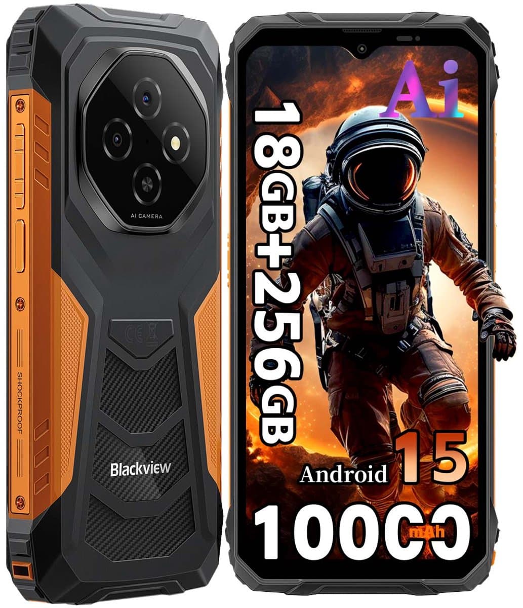 Blackview FORT 1 Robuuste Smartphone - 18 GB RAM - 256 GB ROM - 6,56 inch HD+ IPS - 10000 mAh - Dual SIM 4G - IP68 & IP69K Robuuste telefoon - Android 15 - GPS NFC - Oranje — afbeelding 1