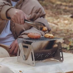 Draagbare Barbecue - Houtskool Barbecue - Met Opbergzak - Opvouwbare Barbecue - RVS - 21 x 16,5 x 13 cm - Draagbare Houtskool Grill met rooster - Barbecue Smoker - Houtskool BBQ - Voor Picknick, Kamperen en Buitenactiviteiten - Festival BBQ — thumbnail 3