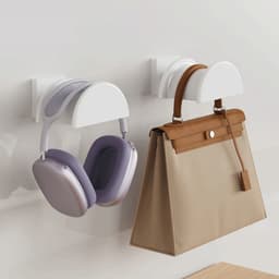 2-stuks Zelfklevende hoofdtelefoonhaak - Over-ear hoofdtelefoonhaak - Hoofdtelefoonstandaard voor computer - Wandgemonteerde hoofdtelefoonhouder - Haak - Inclusief zelfklevende achterkant - Geschikt voor thuis, gamekamer, enz. - Wit — thumbnail 4