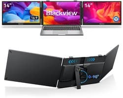 Blackview DCM5 Draagbare Monitor - 14-inch FHD Dubbel Scherm - Extra Scherm voor Laptops 13-17,3 inch - Ultradun Opvouwbaar - 100W PD Opladen- USB-C- Plug & Play - Grijs