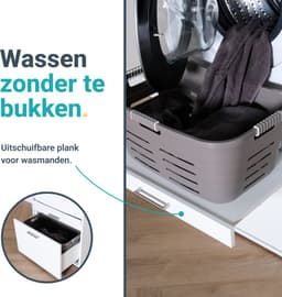 Washcab® Wasmachine Kast - Wasmachine Verhoger - Wasmachine Ombouw - Met lade - Wit - Duo Set Low 1 — thumbnail 5