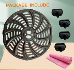 Airfryer Grillplaat - Crisper Tray - Gezond Koken - Roestvrij Staal - 17.78 x 17.78 cm - Zwart — thumbnail 3