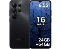 DOOGEE Note 56X Smartphone - 24 GB RAM - 64 GB ROM - 6,56 inch - 6150 mAh - Android 16 - Dual SIM 4G - GPS - Zwart