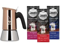 Bialetti Venus Copper Percolator 4 kops + Bialetti koffiepakket 3 x 250gr