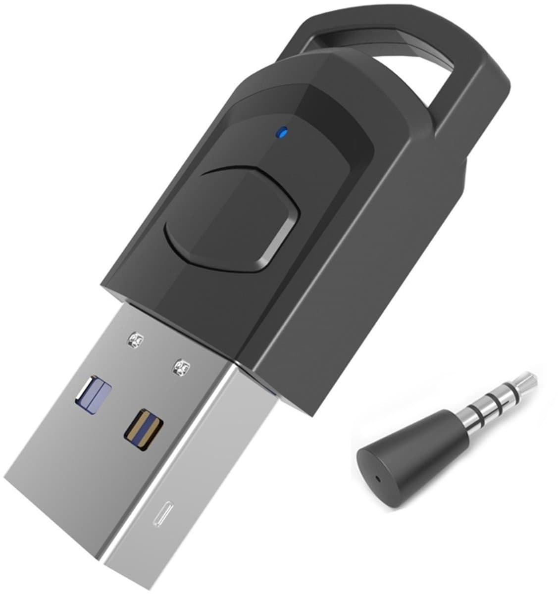 USB 5.0 Bluetooth Adapter - Zender & Ontvanger voor o.a. PS4, PS5, Switch, PC - met 3.5MM jack AUX aansluiting - Draadloze Audio via USB - Zwart — afbeelding 1