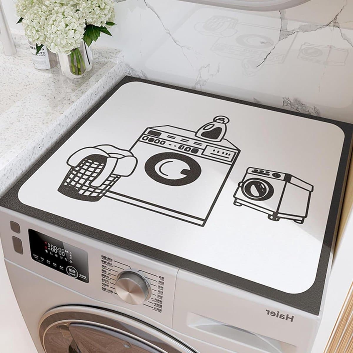 Wasmachine Droger Tophoes - Apparaatbeschermer Mat - Huishoudelijk Gebruik - Snel Absorberend Sneldrogend - Niet Gespecificeerd - Wit — afbeelding 1