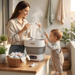 Mini Wasmachine met Centrifuge - Voor Kleine Wasgoed - Meerdere Programma's - wasoplossing — thumbnail 2