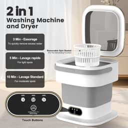 Mini Wasmachine met Centrifuge - Voor Kleine Wasgoed - Meerdere Programma's - camping — thumbnail 5