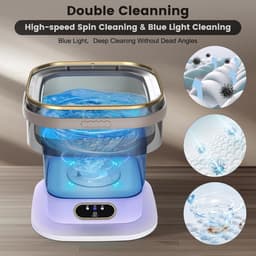 Mini Wasmachine met Centrifuge - Voor Kleine Wasgoed - Meerdere Programma's - camping — thumbnail 4