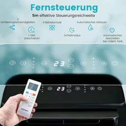 COSTWAY Mobiele airconditioning met afvoerslang, 12000 BTU, voor ruimtes tot 120 m³, 5-in-1 airconditioner voor koelen, verwarmen, ontvochtigen, ventileren en slaapmodus, app/afstandsbediening, [Energieklasse A] — thumbnail 3