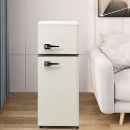 Retro Koelkast - Koel-Vriescombinatie - Vrijstaande Koelkast - Tweedeurs - 92 Liter - LED Verlichting - 7 Standen - Stil - Kantoor - 105,5x41 cm - Koelen — thumbnail 3