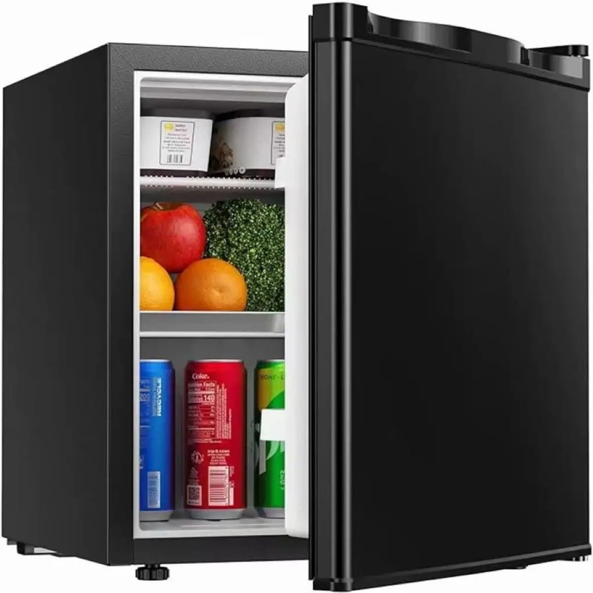 Noordvale 46L Mini Koelkast - Mini bar - Vriescombinatie - Omdraaibare deur - Mini Fridge - Vriesvak - Zwart - 44,4x46,8x48,3CM — afbeelding 1